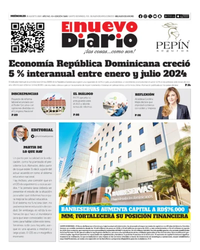 Portada Periódico El Nuevo Diario, Miércoles 28 Agosto, 2024