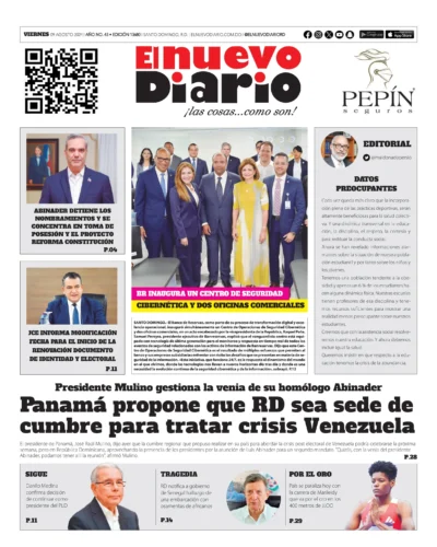 Portada Periódico El Nuevo Diario, Viernes 09 Agosto, 2024