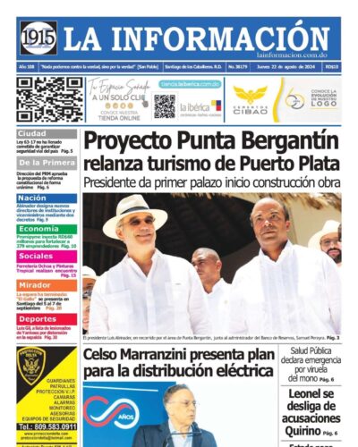 Portada Periódico La Información, Jueves 22 Agosto, 2024