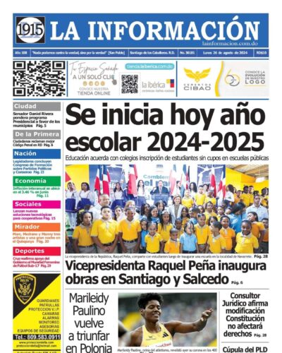 Portada Periódico La Información, Lunes 26 Agosto, 2024