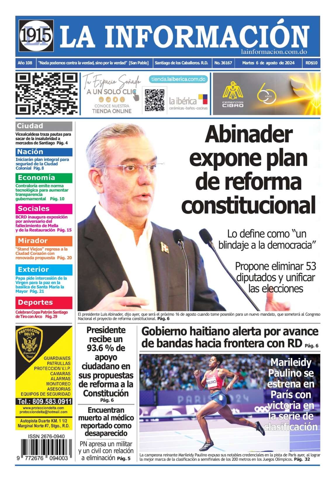 Portada Periódico La Información, Martes 06 Agosto, 2024