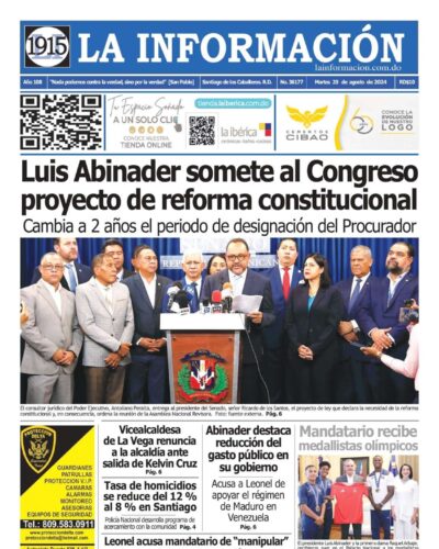 Portada Periódico La Información, Martes 20 Agosto, 2024