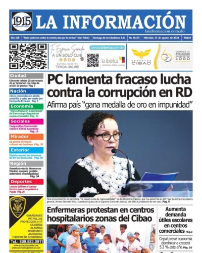 Portada Periódico La Información, Miércoles 14 Agosto, 2024