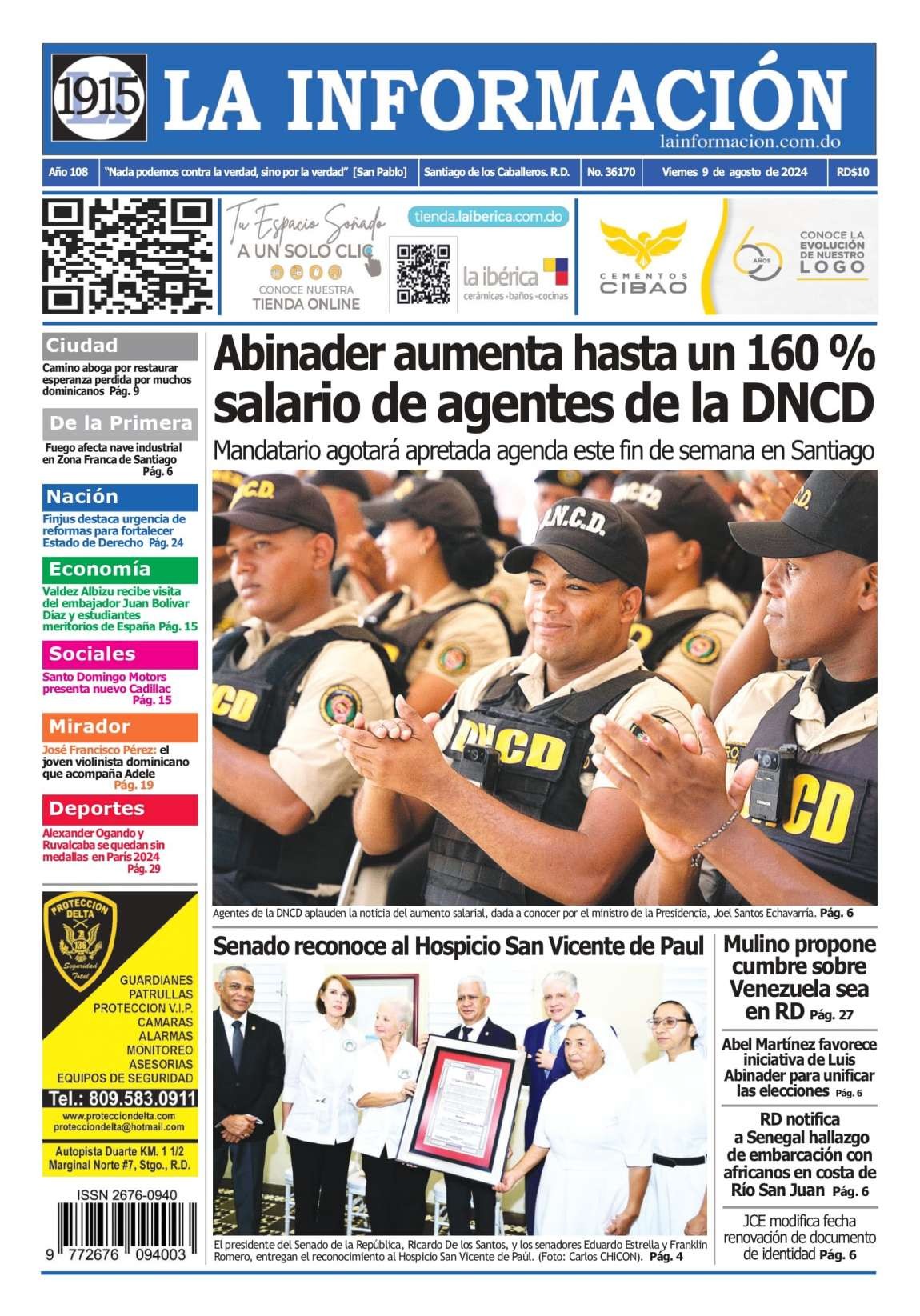 Portada Periódico La Información, Viernes 09 Agosto, 2024