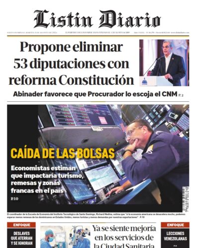 Portada Periódico Listín Diario, Martes 06 Agosto, 2024