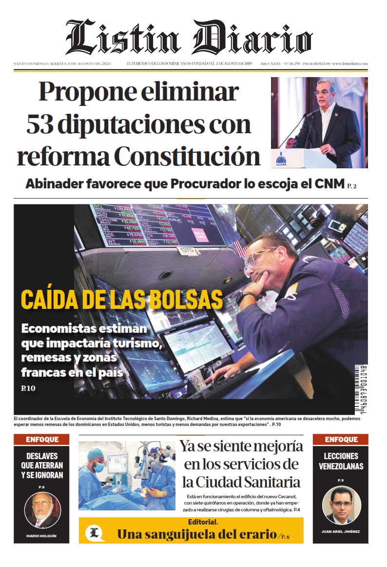 Portada Periódico Listín Diario, Martes 06 Agosto, 2024