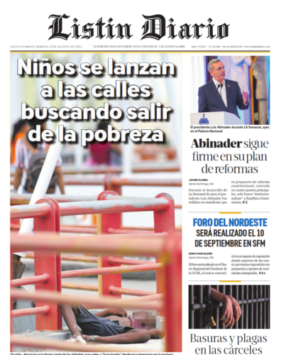 Portada Periódico Listín Diario, Martes 13 Agosto, 2024