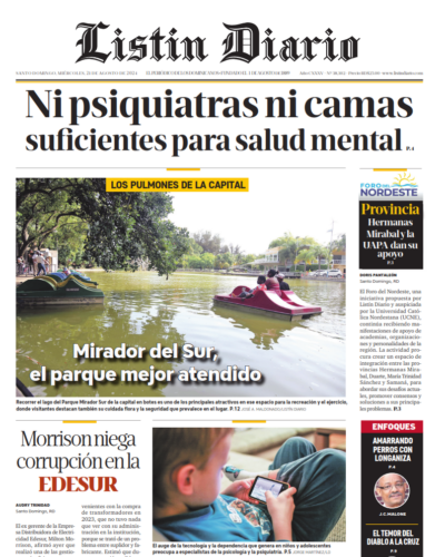 Portada Periódico Listín Diario, Miércoles 21 Agosto, 2024