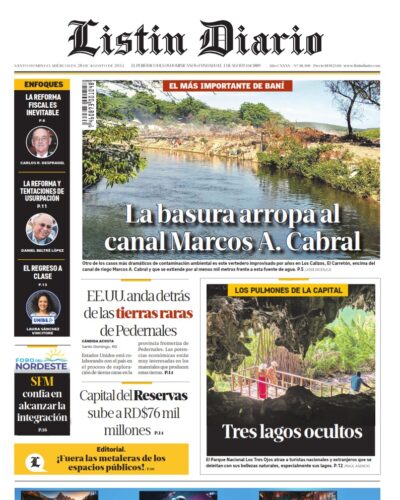 Portada Periódico Listín Diario, Miércoles 28 Agosto, 2024