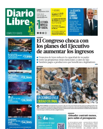 Portada Periódico Diario Libre, Lunes 23 Septiembre, 2024