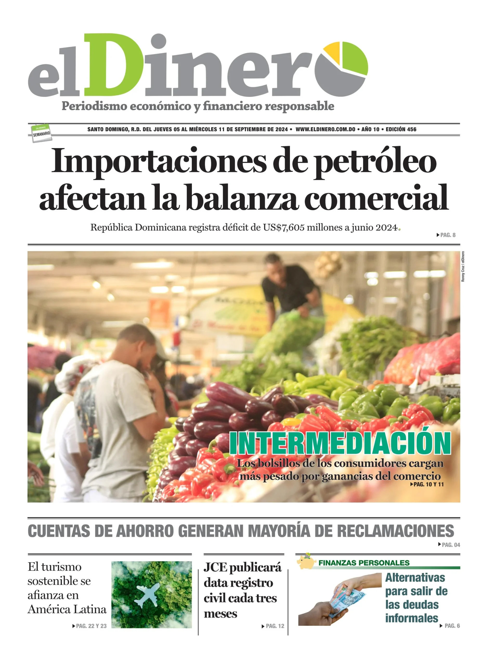 Portada Periódico El Dinero, Jueves 05 Septiembre, 2024