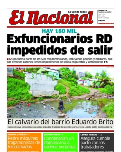 Portada Periódico El Nacional, Domingo 08 Septiembre, 2024