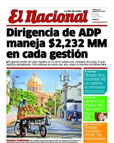 Portada Periódico El Nacional, Martes 10 Septiembre, 2024