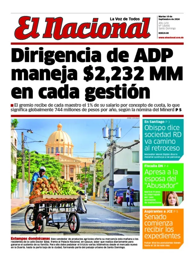 Portada Periódico El Nacional, Martes 10 Septiembre, 2024