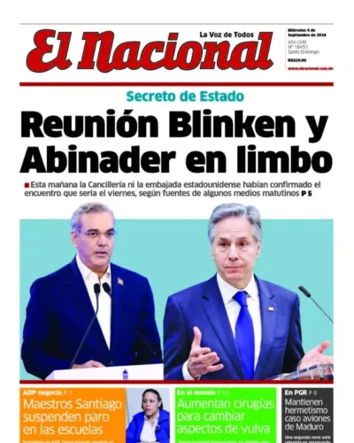 Portada Periódico El Nacional, Miércoles 04 Septiembre, 2024