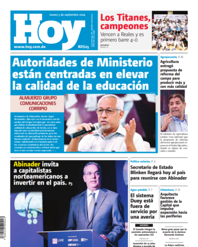 Portada Periódico Hoy, Jueves 05 Septiembre, 2024