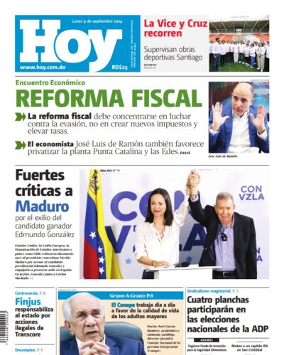 Portada Periódico Hoy, Lunes 09 Septiembre, 2024