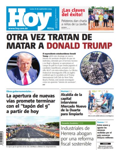 Portada Periódico Hoy, Lunes 16 Septiembre, 2024