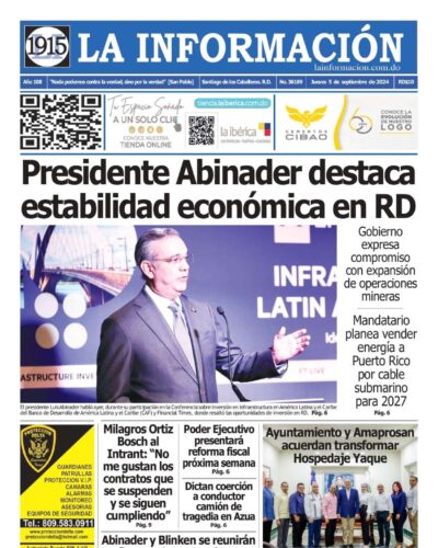 Portada Periódico La Información, Jueves 05 Septiembre, 2024