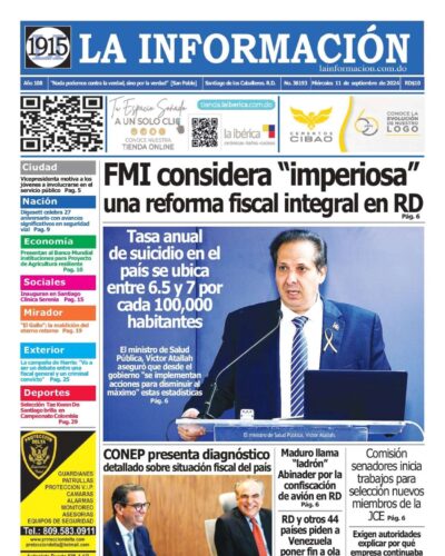 Portada Periódico La Información, Miércoles 11 Septiembre, 2024