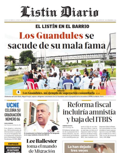 Portada Periódico Listín Diario, Lunes 30 Septiembre, 2024