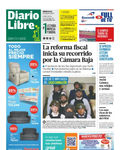 Portada Periódico Diario Libre, Miércoles 09 Octubre, 2024