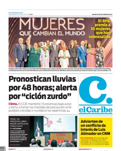 Portada Periódico El Caribe, Jueves 31 Octubre, 2024