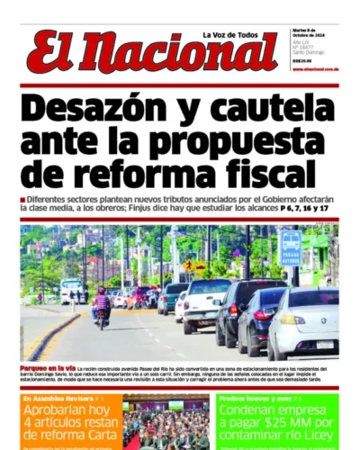 Portada Periódico El Caribe, Martes 08 Octubre, 2024