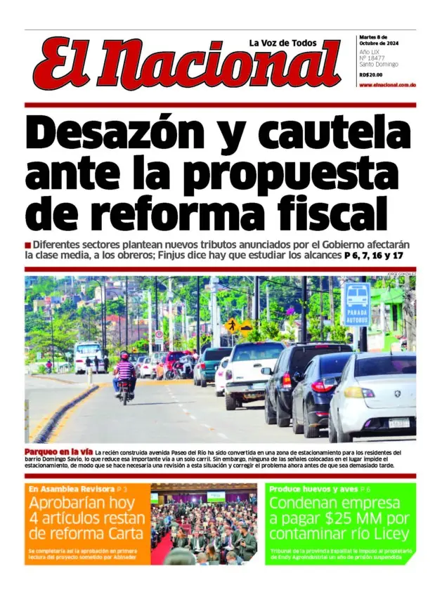 Portada Periódico El Caribe, Martes 08 Octubre, 2024