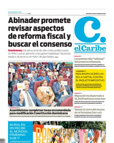 Portada Periódico El Caribe, Martes 15 Octubre, 2024