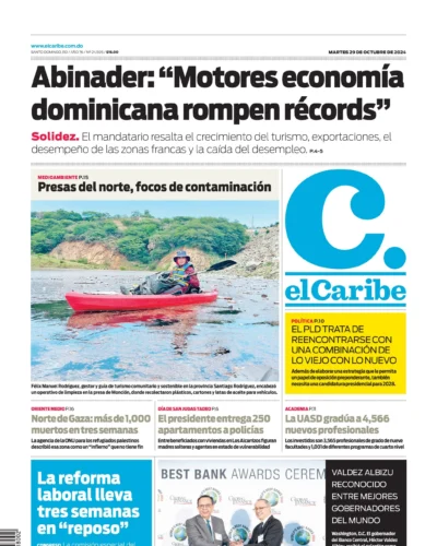 Portada Periódico El Caribe, Martes 29 Octubre, 2024