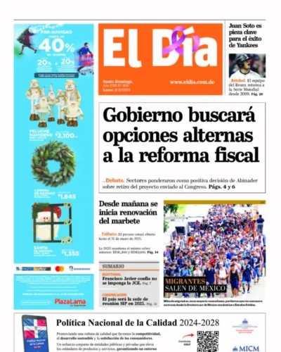 Portada Periódico El Día, Lunes 21 Octubre, 2024