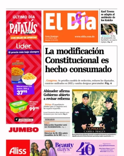 Portada Periódico El Día, Martes 15 Octubre, 2024