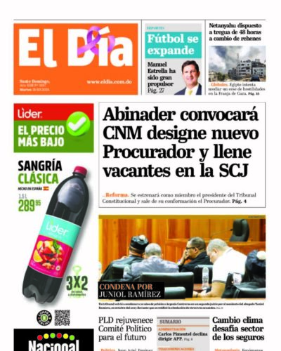 Portada Periódico El Día, Martes 29 Octubre, 2024