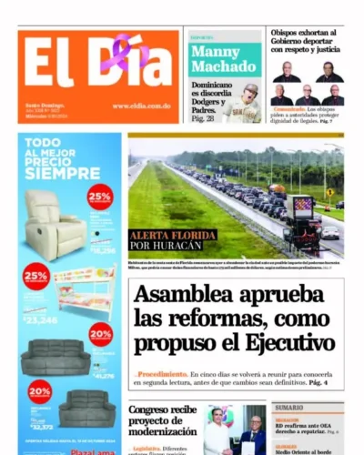 Portada Periódico El Día, Miércoles 09 Octubre, 2024