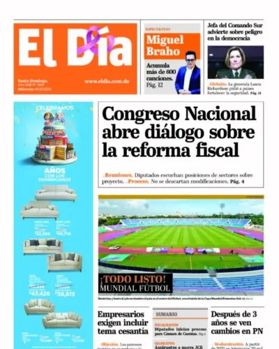 Portada Periódico El Día, Miércoles 16 Octubre, 2024