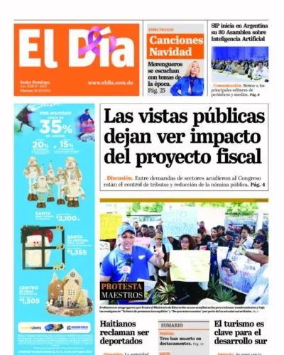 Portada Periódico El Día, Viernes 18 Octubre, 2024