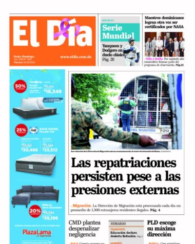 Portada Periódico El Día, Viernes 25 Octubre, 2024