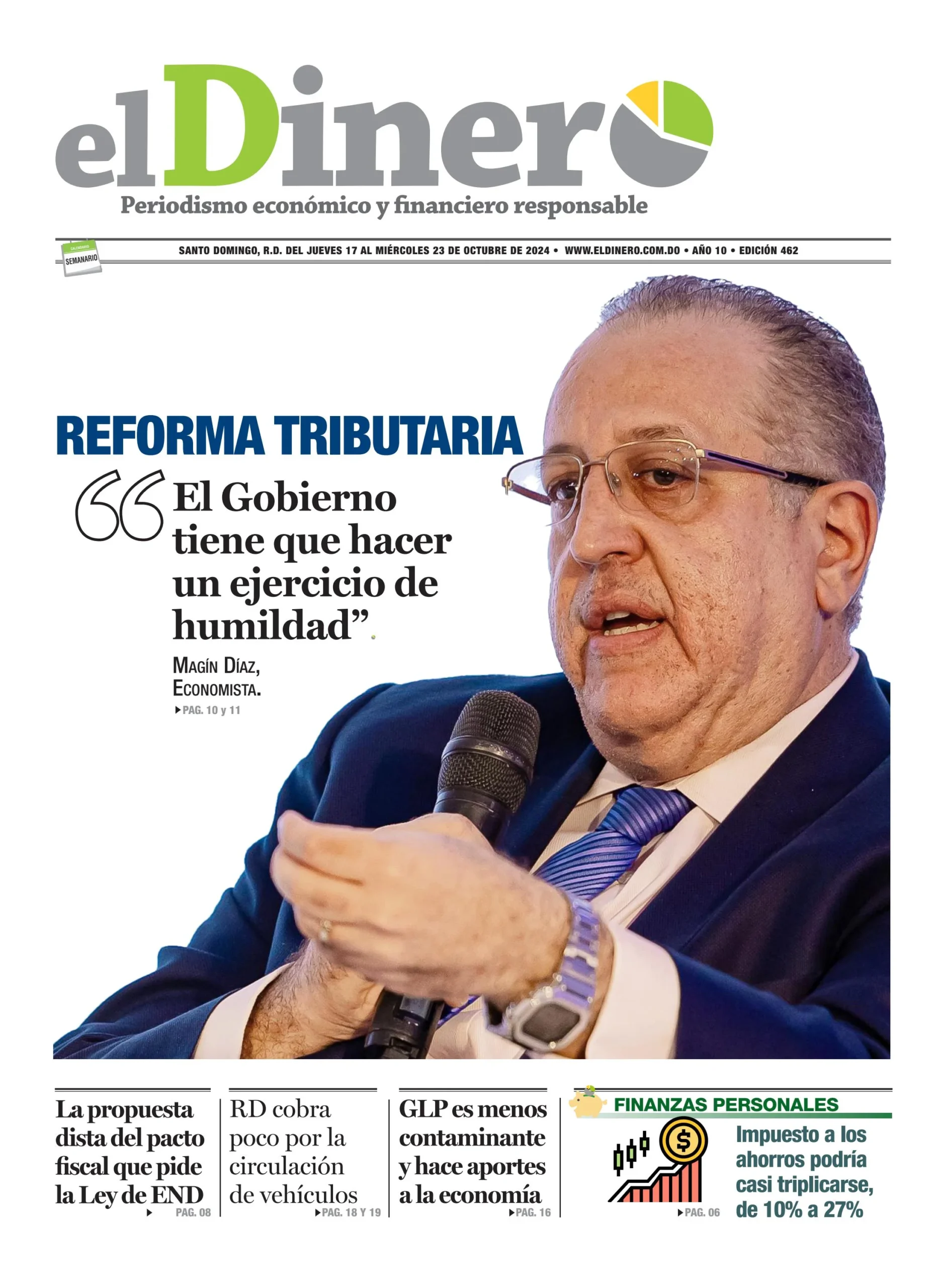 Portada Periódico El Dinero, Jueves 17 Octubre, 2024