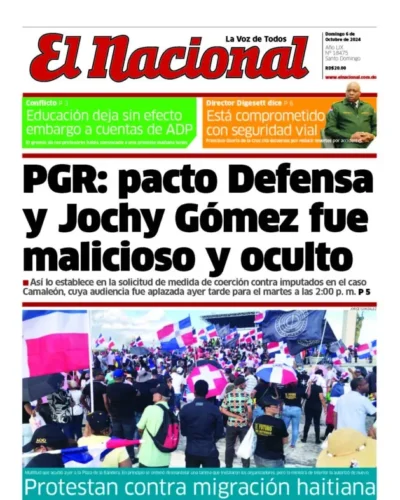 Portada Periódico El Nacional, Domingo 06 Octubre, 2024