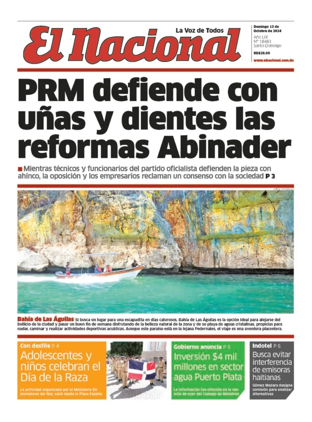 Portada Periódico El Nacional, Domingo 13 Octubre, 2024