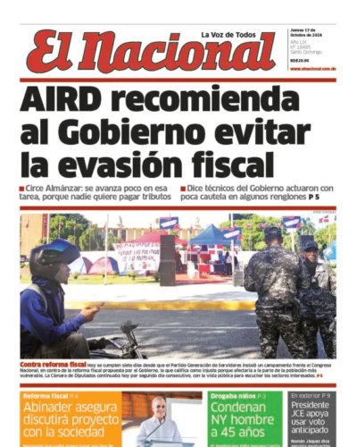 Portada Periódico El Nacional, Jueves 17 Octubre, 2024