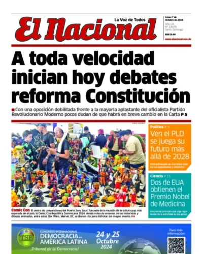 Portada Periódico El Nacional, Lunes 08 Octubre, 2024