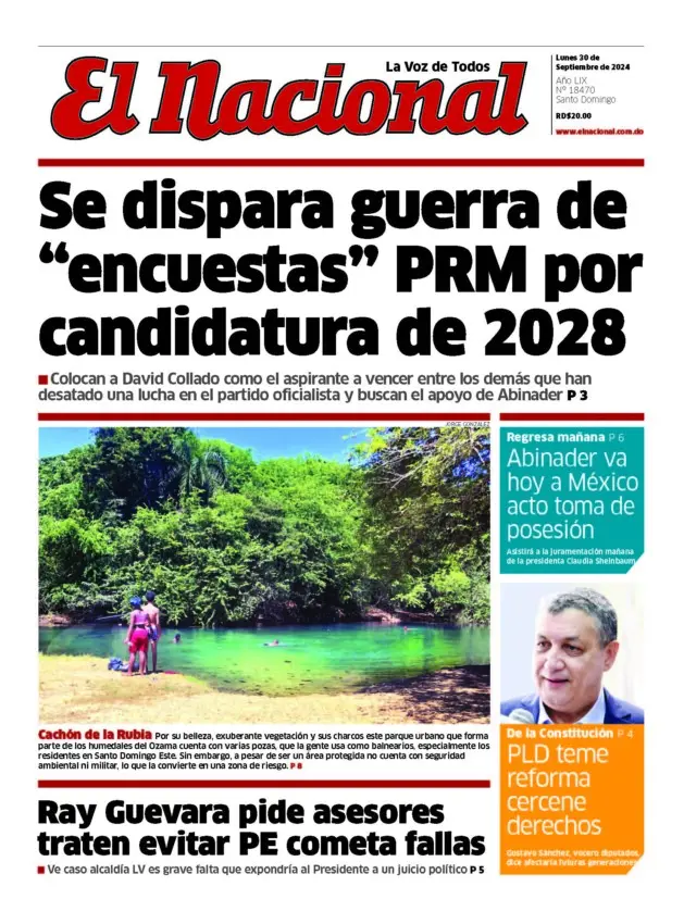 Portada Periódico El Nacional, Lunes 30 Septiembre, 2024