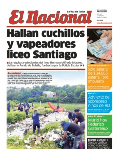 Portada Periódico El Nacional, Martes 15 Octubre, 2024