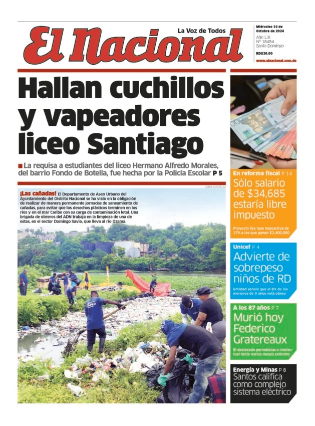 Portada Periódico El Nacional, Martes 15 Octubre, 2024