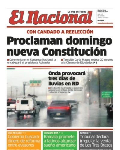 Portada Periódico El Nacional, Martes 22 Octubre, 2024