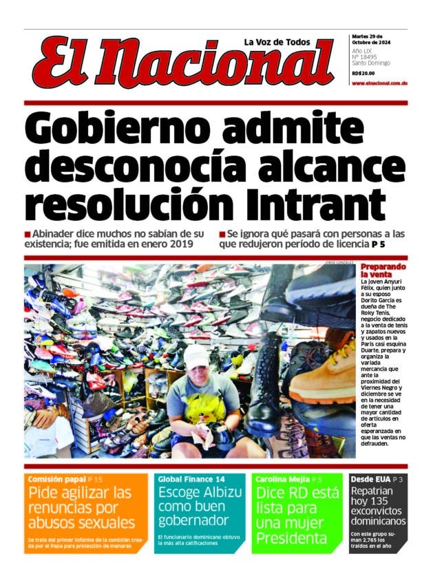 Portada Periódico El Nacional, Martes 29 Octubre, 2024