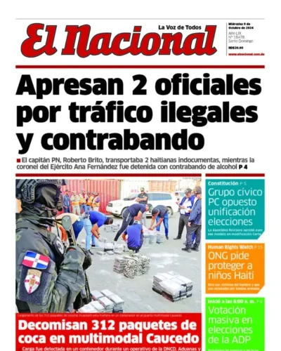 Portada Periódico El Nacional, Miércoles 09 Octubre, 2024