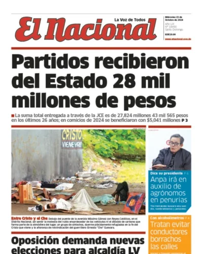 Portada Periódico El Nacional, Miércoles 23 Octubre, 2024